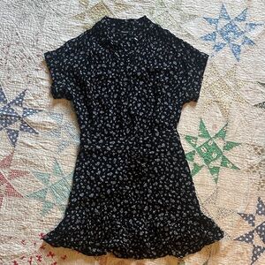 Madewell Shirt and Skirt Set Black with Blue Floral Print